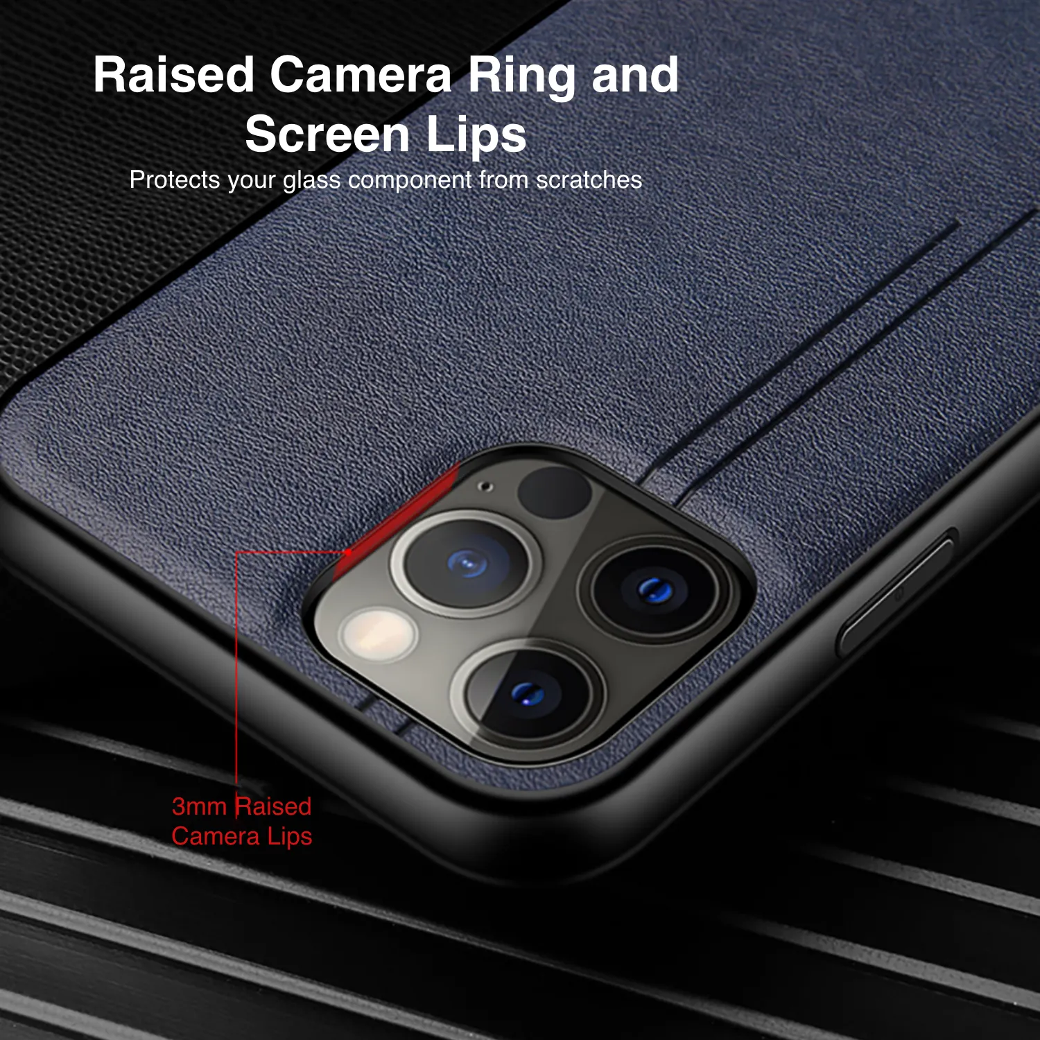 Leather case for iPhone Series with raised lips for screen protection